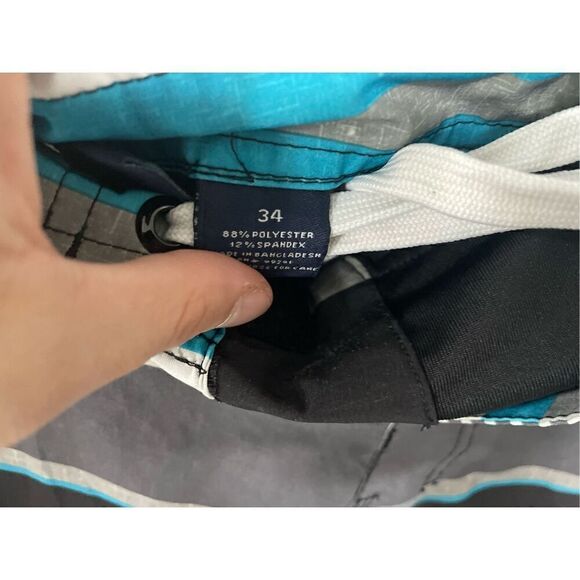 KAKU SURF Men's Quick Dry Lightweight UPF 50+ ECHO Striped Black Swim Trunks 34 - Picture 3 of 5